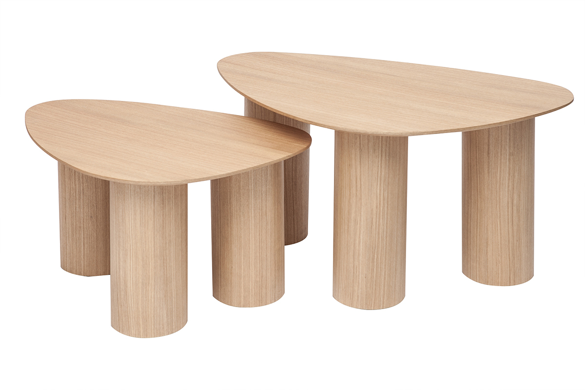 Tavolini da salotto estraibili design in legno chiaro (set di 2) FOLEEN