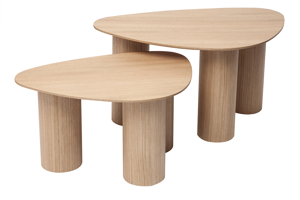 Tavolini da salotto estraibili design in legno chiaro (set di 2) FOLEEN