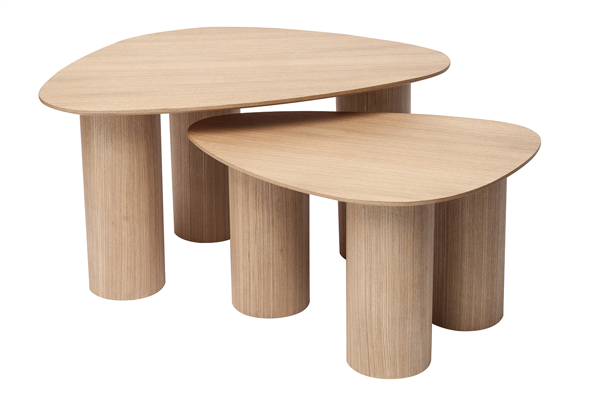 Tavolini da salotto estraibili design in legno chiaro (set di 2) FOLEEN