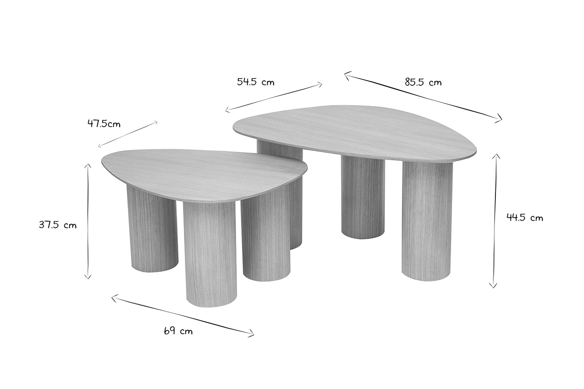 Tavolini da salotto estraibili design in legno chiaro (set di 2) FOLEEN