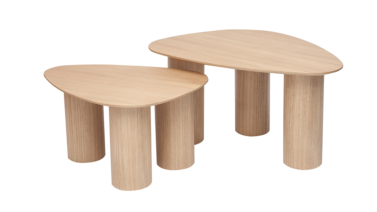 Tavolini da salotto estraibili design in legno chiaro (set di 2) FOLEEN