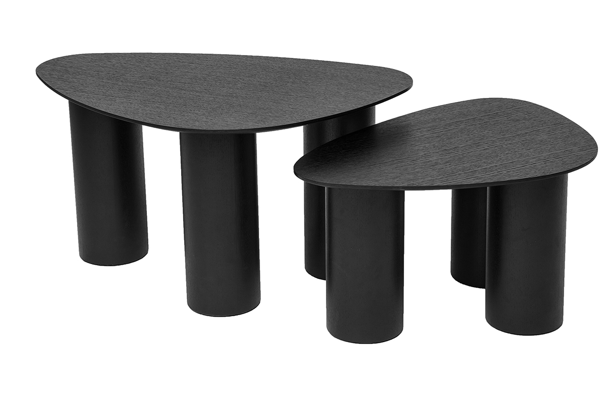 Tavolini da salotto estraibili design in legno nero (set di 2) FOLEEN