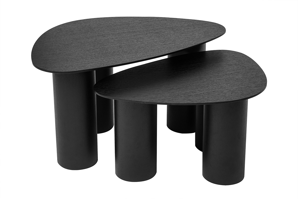 Tavolini da salotto estraibili design in legno nero (set di 2) FOLEEN