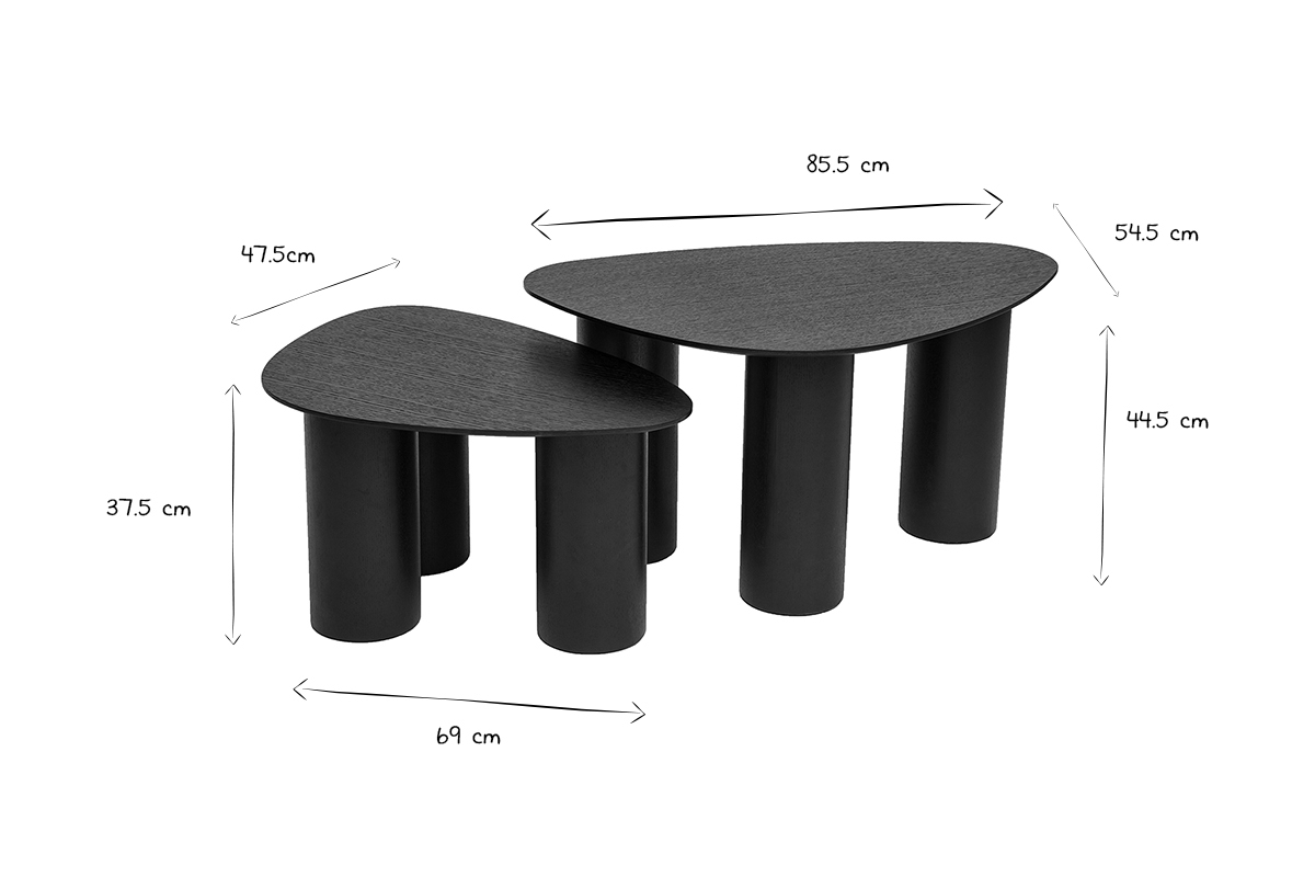 Tavolini da salotto estraibili design in legno nero (set di 2) FOLEEN