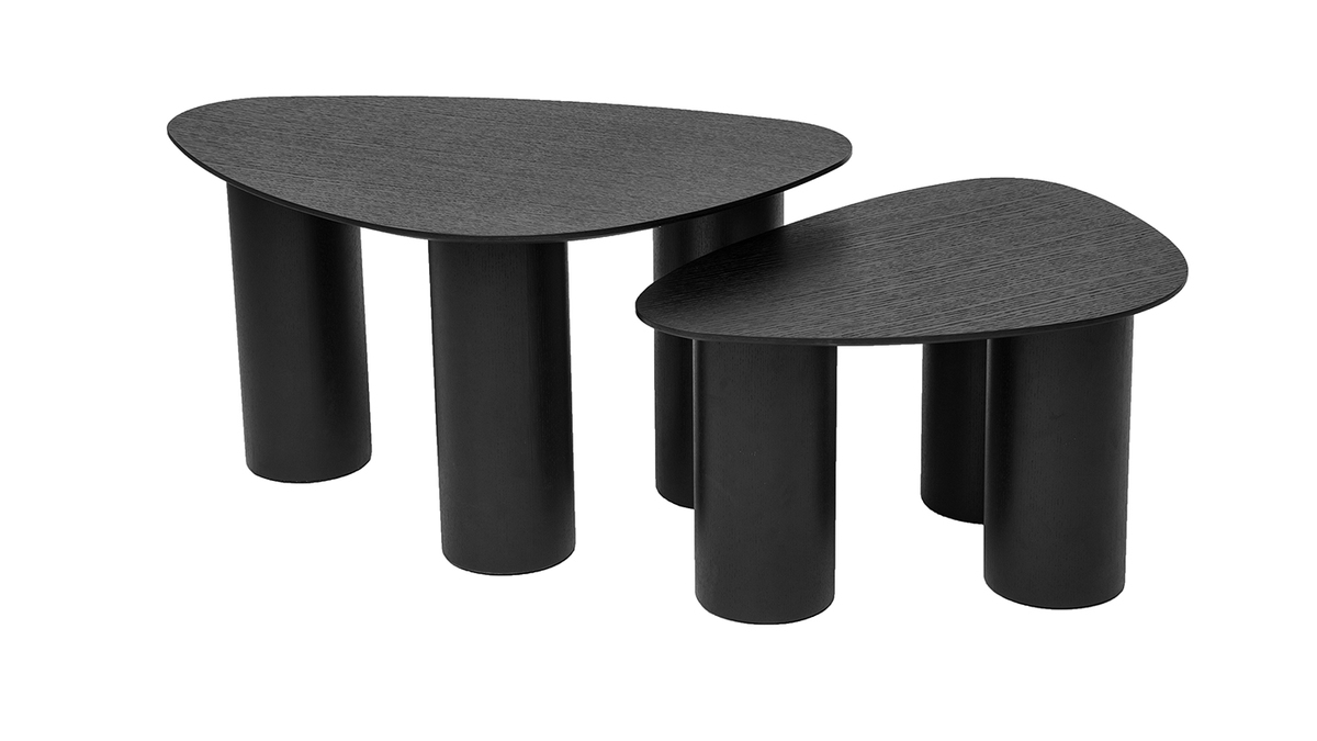 Tavolini da salotto estraibili design in legno nero (set di 2) FOLEEN