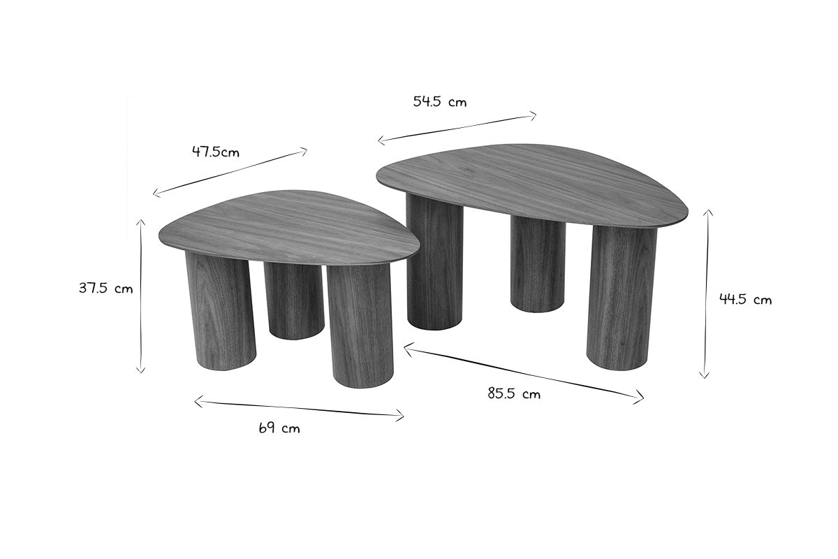 Tavolini da salotto estraibili design in legno scuro (set di 2) FOLEEN