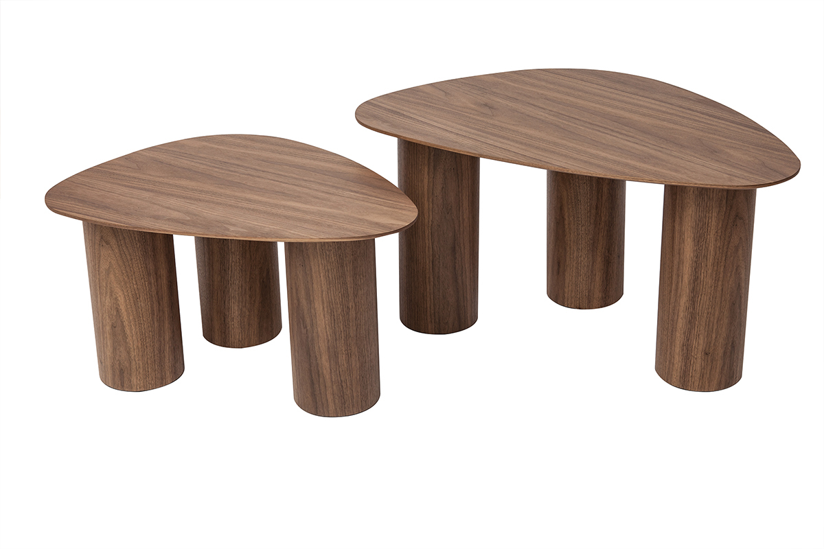 Tavolini da salotto estraibili design in legno scuro (set di 2) FOLEEN