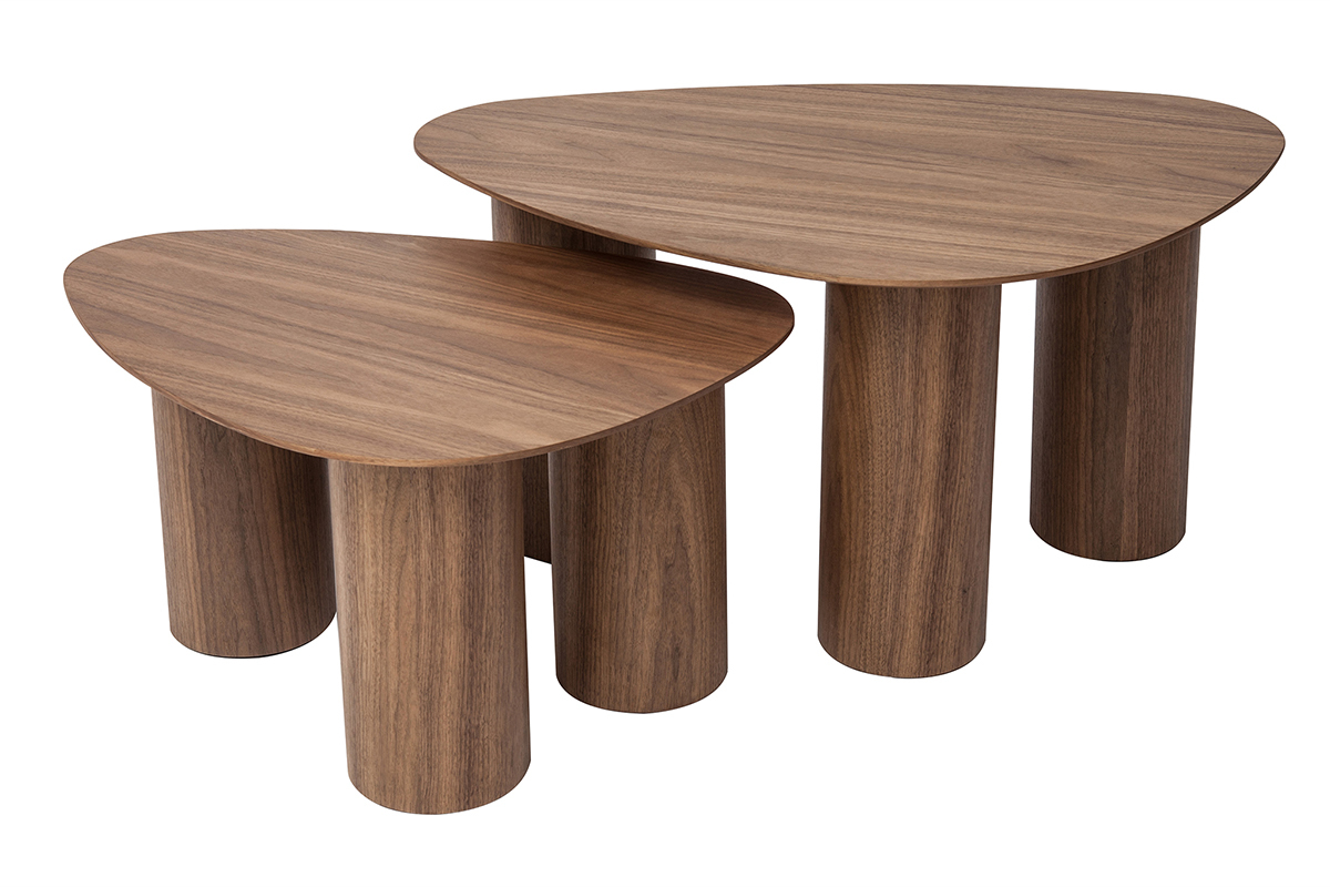 Tavolini da salotto estraibili design in legno scuro (set di 2) FOLEEN