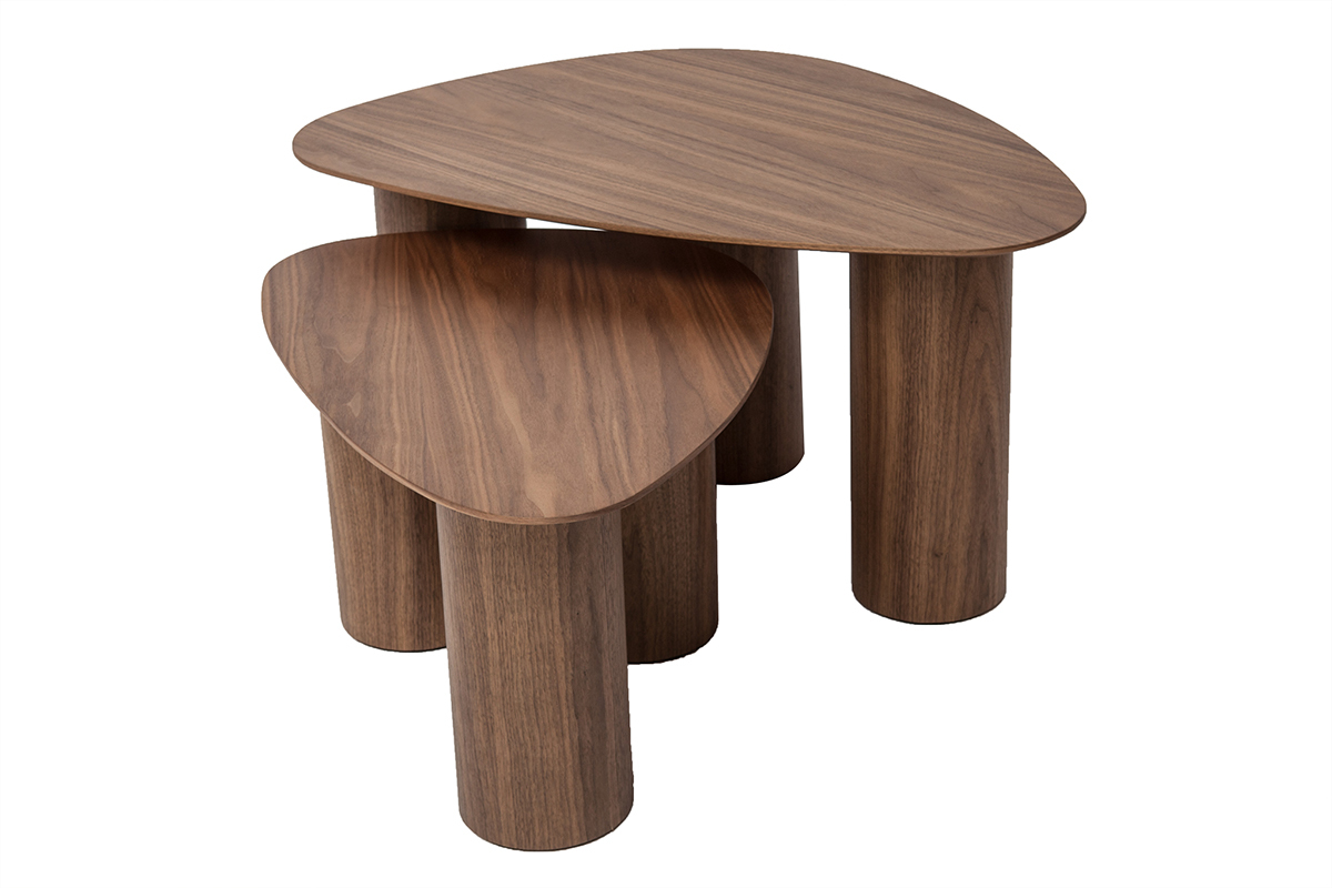 Tavolini da salotto estraibili design in legno scuro (set di 2) FOLEEN