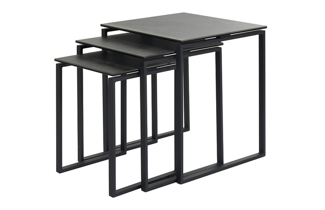Tavolini da salotto estraibili design nero in ceramica e metallo (set di 3)  STRESA - Miliboo