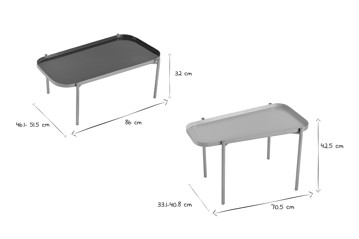 Tavolini impilabili laccati bianchi e grigio scuro (set di 2) ZURIA