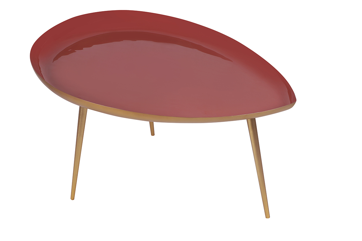 Tavolino basso design in acciaio laccato terracotta DROP