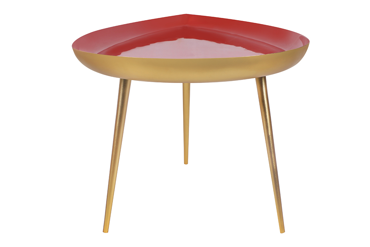 Tavolino basso design in acciaio laccato terracotta DROP