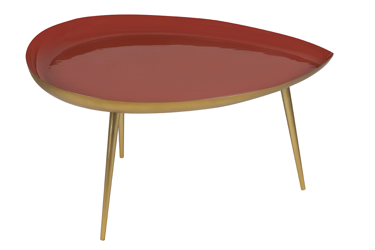 Tavolino basso design in acciaio laccato terracotta DROP