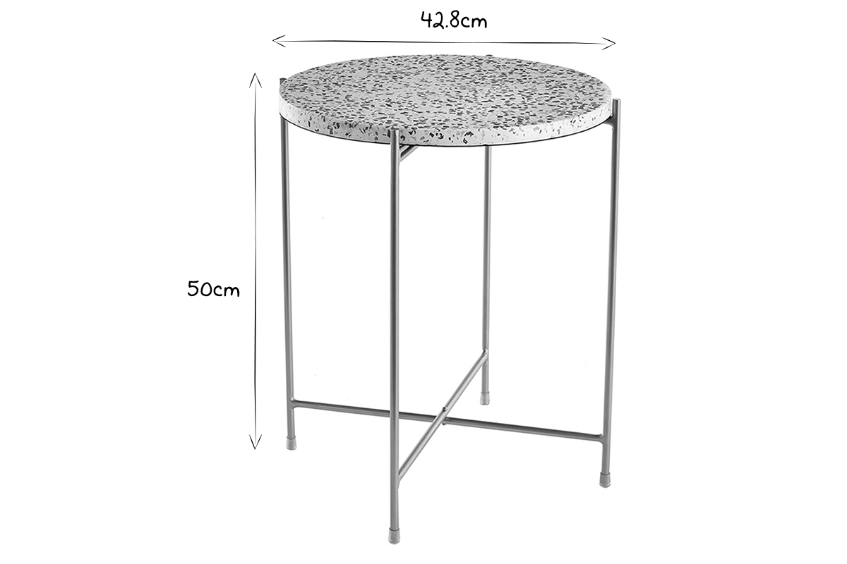 Tavolino caff design tondo in terrazzo e metallo dorato D40 cm MEZZO