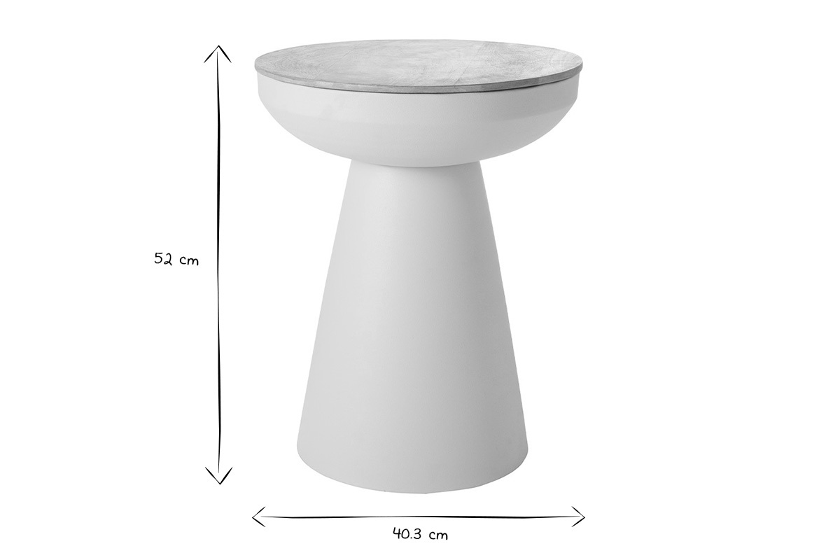 Tavolino da caff rotondo design con struttura in metallo cru e legno massello di mango H52 cm TAM