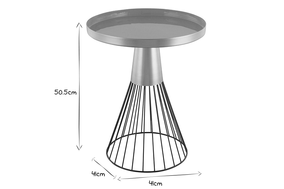 Tavolino da caff rotondo in acciaio laccato senape e oro D41 cm SPLEEN