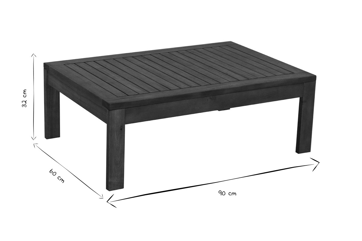 Tavolino da salotto da giardino in legno massello L90 cm SALVADOR