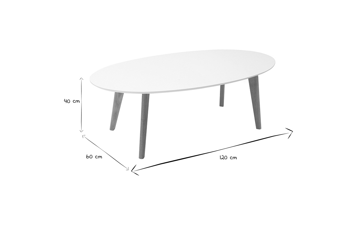 Tavolino design bianco L120 cm EKKA