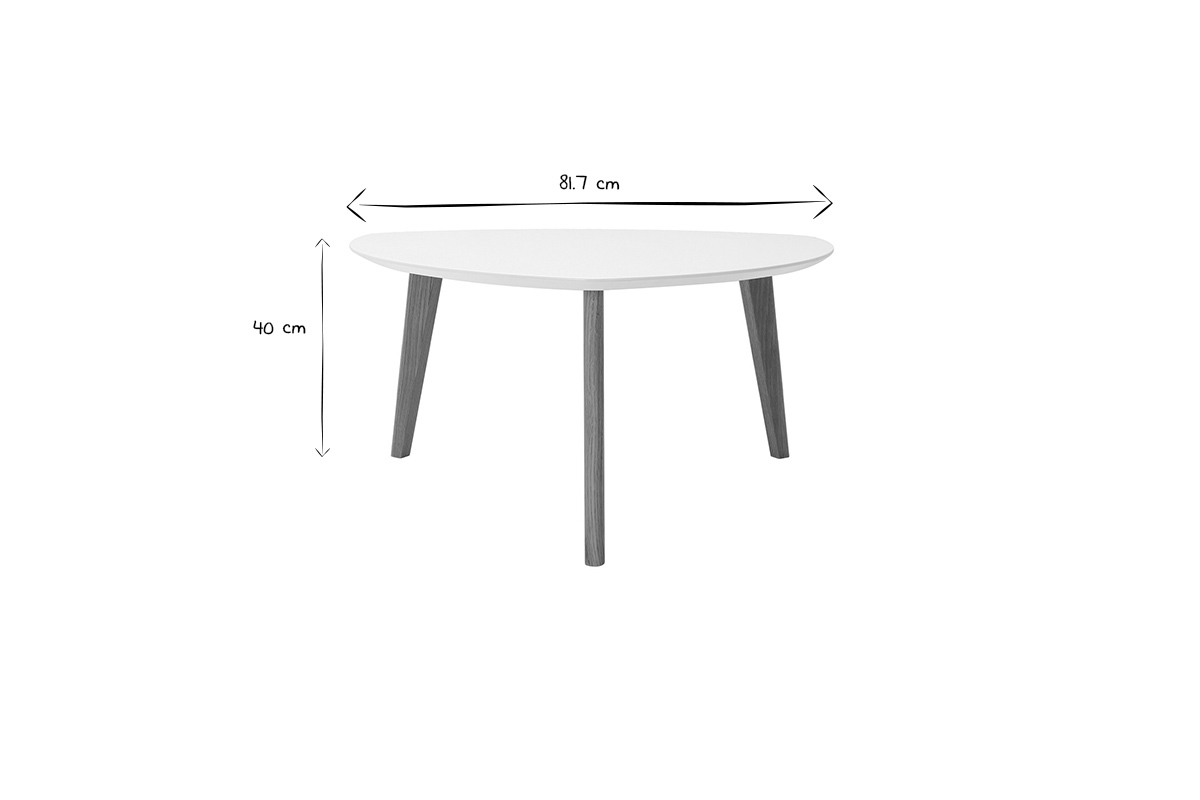 Tavolino design bianco L80 cm EKKA