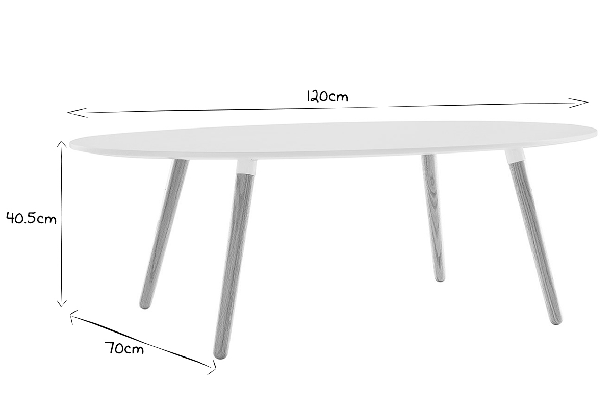 Tavolino design legno naturale e bianco GILDA