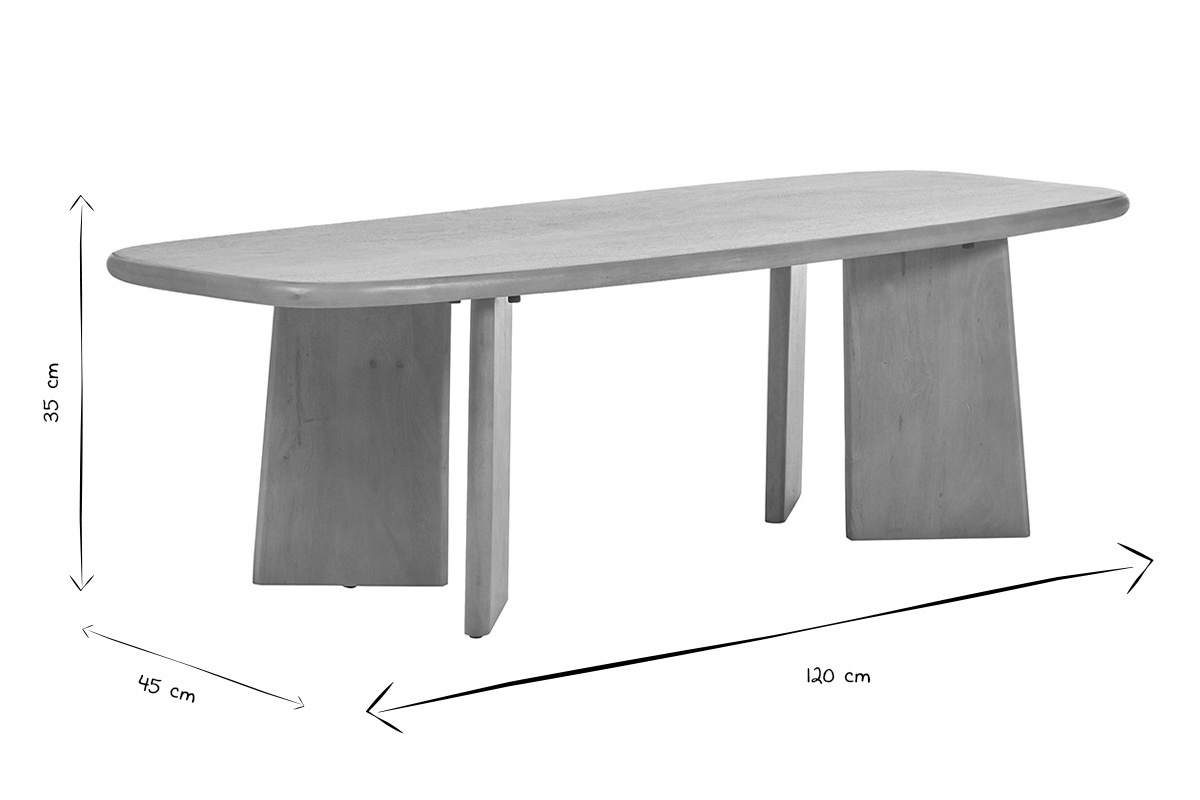 Tavolino rettangolare in legno massello di mango L120 cm SOTA