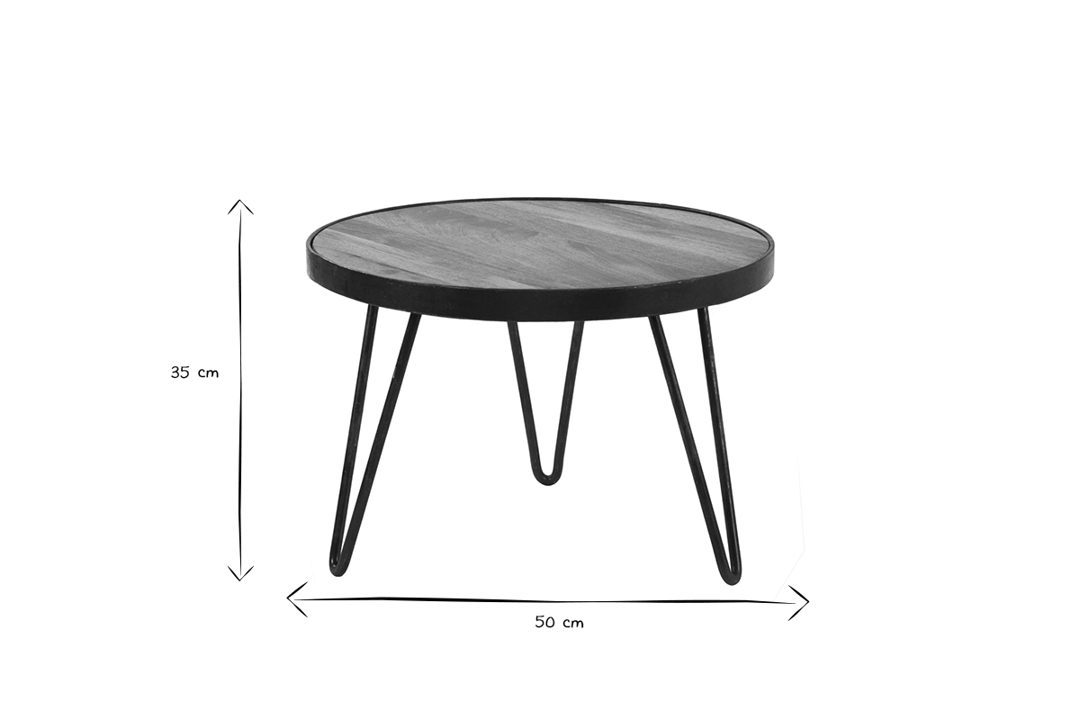 Tavolino rotondo design industriale 50x35cm ATELIER