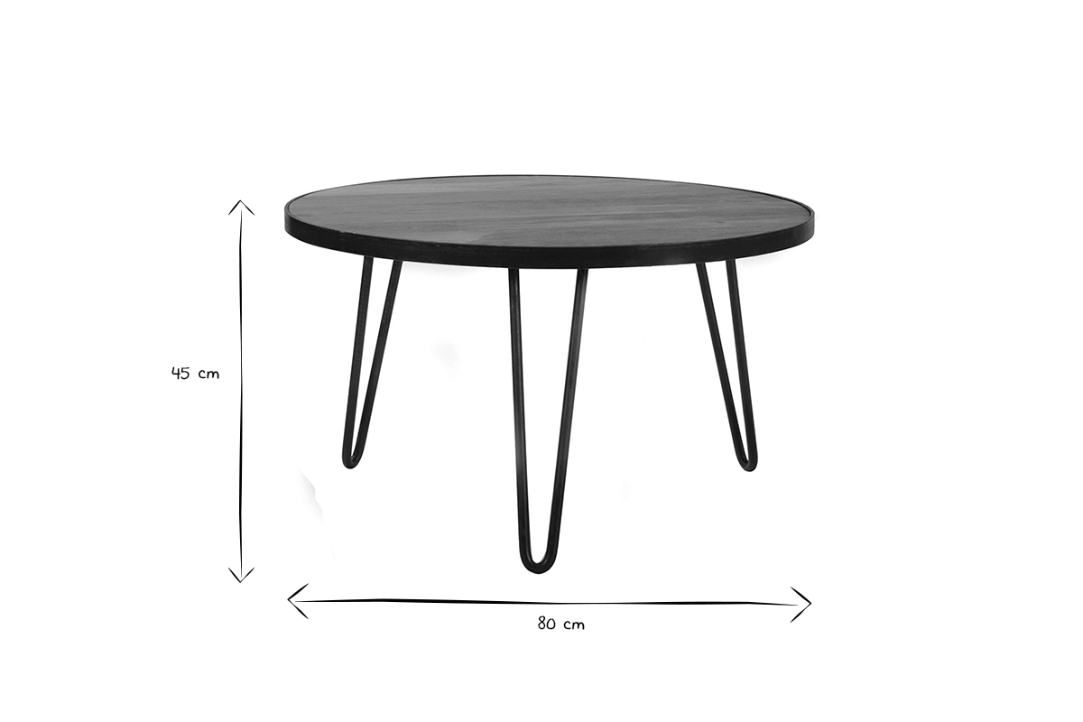 Tavolino rotondo design industriale 80x45cm ATELIER