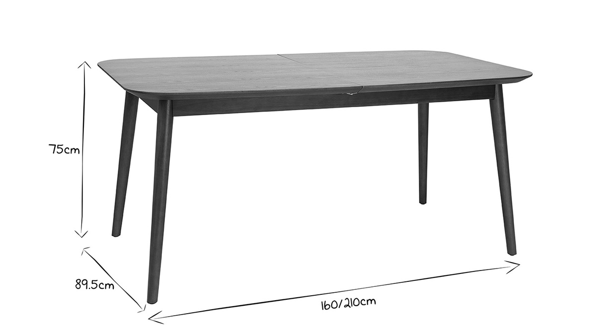 Tavolo allungabile allunghe integrate rettangolare in legno scuro noce L160-210 cm ANK