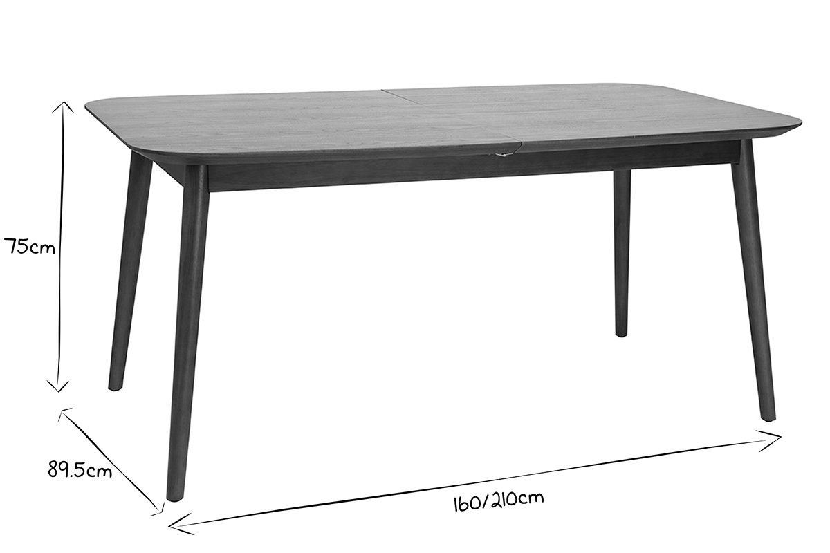 Tavolo allungabile allunghe integrate rettangolare in legno scuro noce L160-210 cm ANK