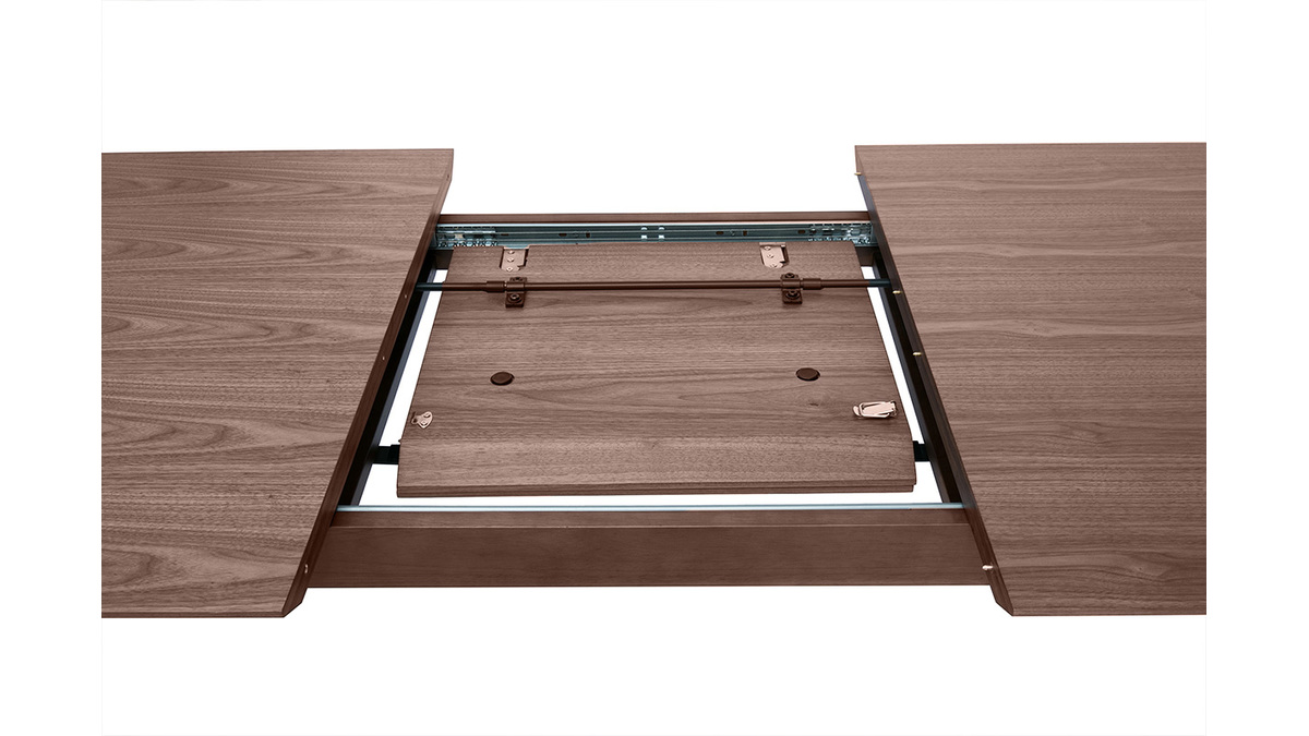 Tavolo allungabile allunghe integrate rettangolare in legno scuro noce L160-210 cm ANK