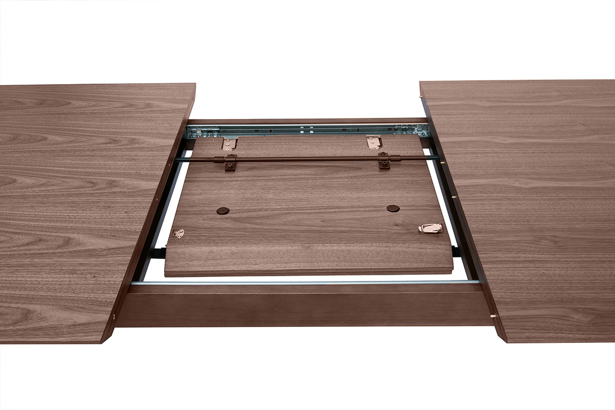 Tavolo allungabile allunghe integrate rettangolare in legno scuro noce L160-210 cm ANK