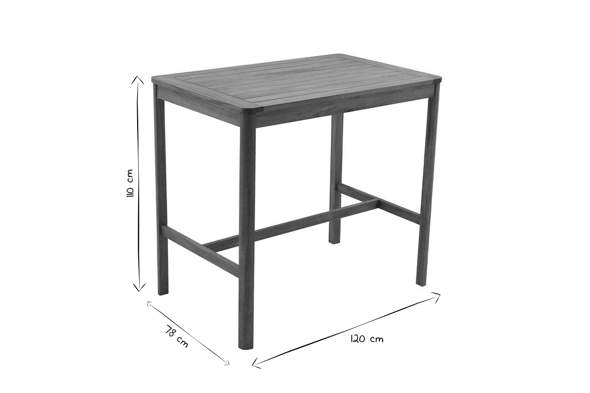 Tavolo bar per giardino rettangolare in legno massello L120 cm AKIS