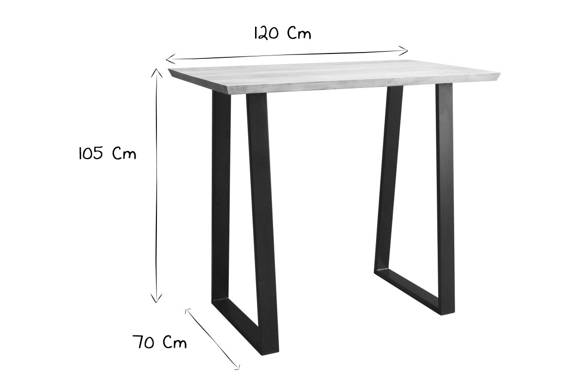 Tavolo da bar in mango e metallo nero L120 cm VIJAY