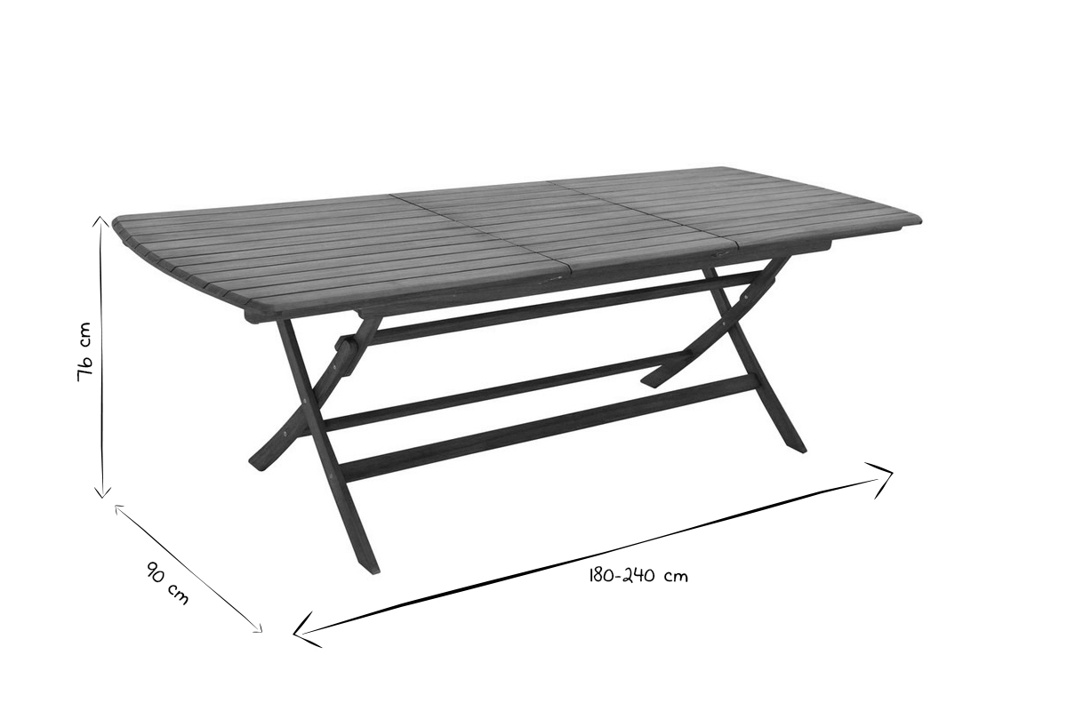 Tavolo da giardino allungabile allunghe integrate in legno massello L180-240 cm CANOPEE