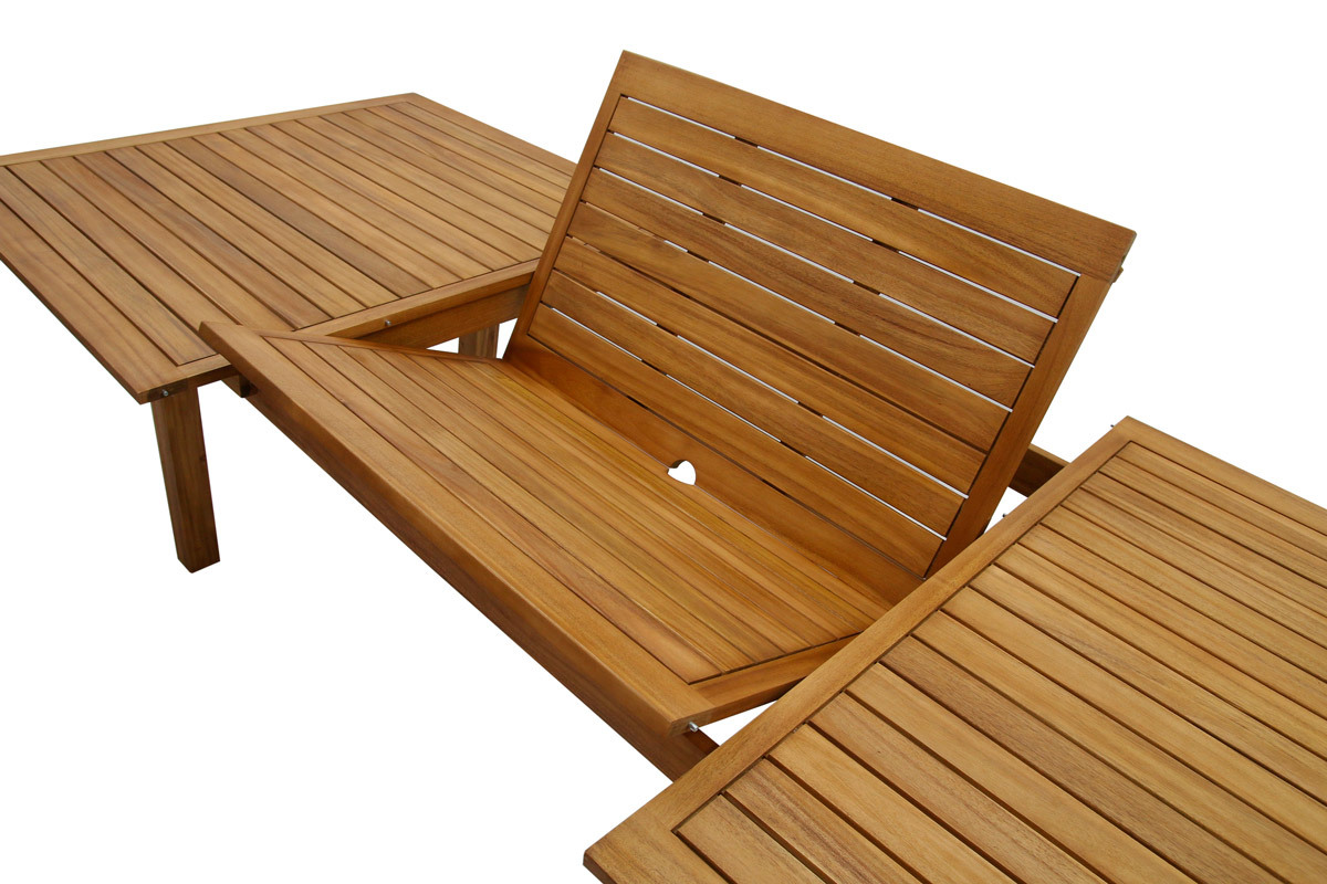 Tavolo da giardino allungabile allunghe integrate in legno massello L210-300 cm MAYEL