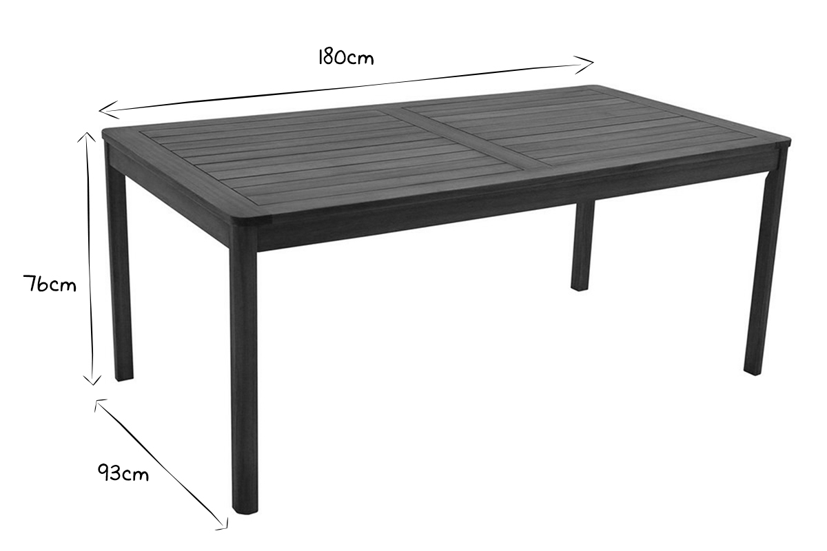 Tavolo da giardino rettangolare legno massello L180 cm AKIS