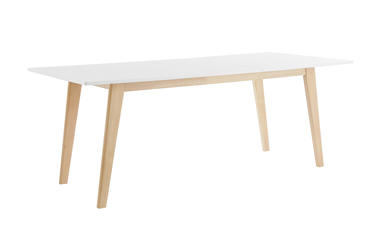 Tavolo da pranzo allungabile bianco e legno chiaro L160-205 cm SWAD