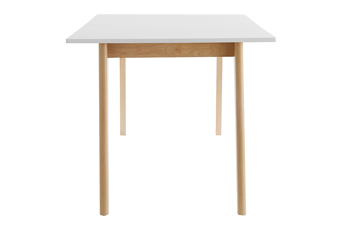 Tavolo da pranzo allungabile bianco e legno chiaro L160-205 cm SWAD