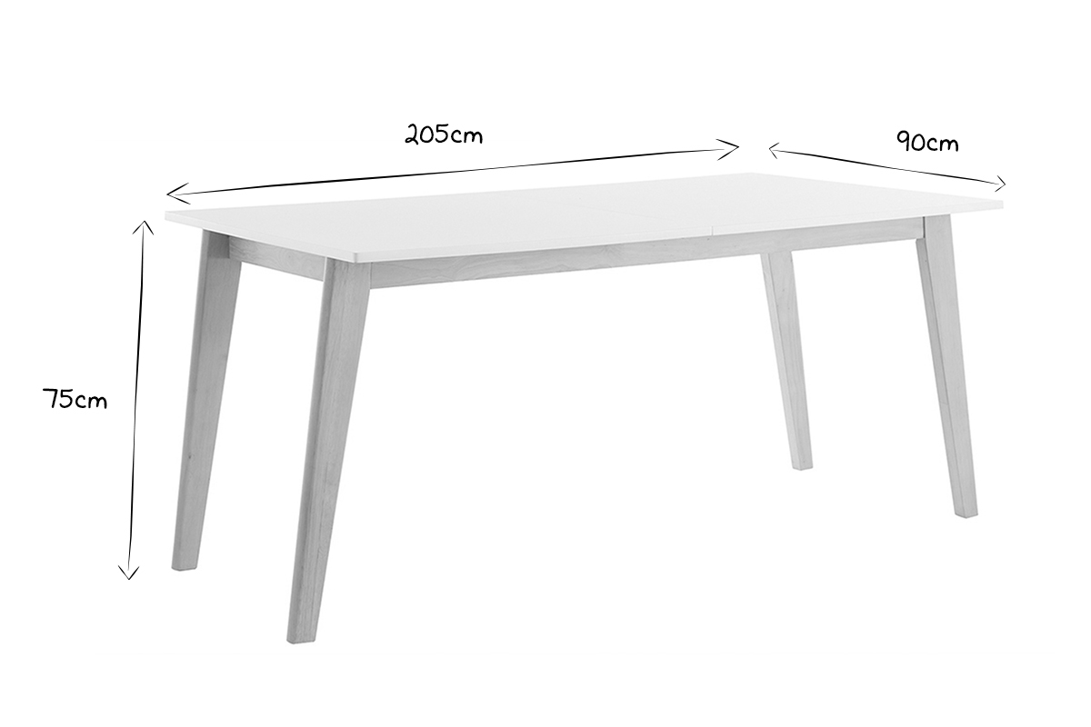 Tavolo da pranzo allungabile bianco e legno chiaro L160-205 cm SWAD