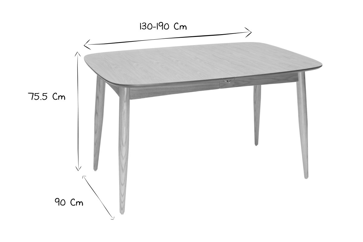 Tavolo da pranzo allungabile in frassino L130-190 cm NORDECO