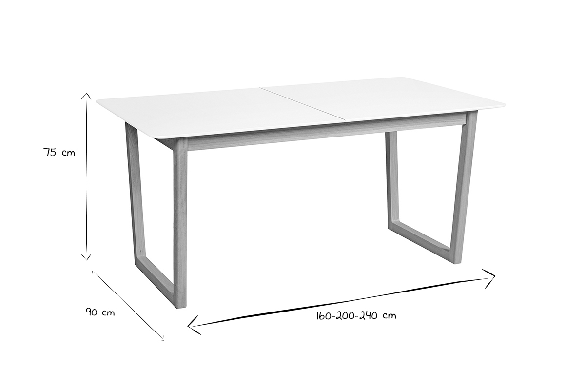 Tavolo da pranzo allungabile legno chiaro e bianco L160-240 cm LAHO