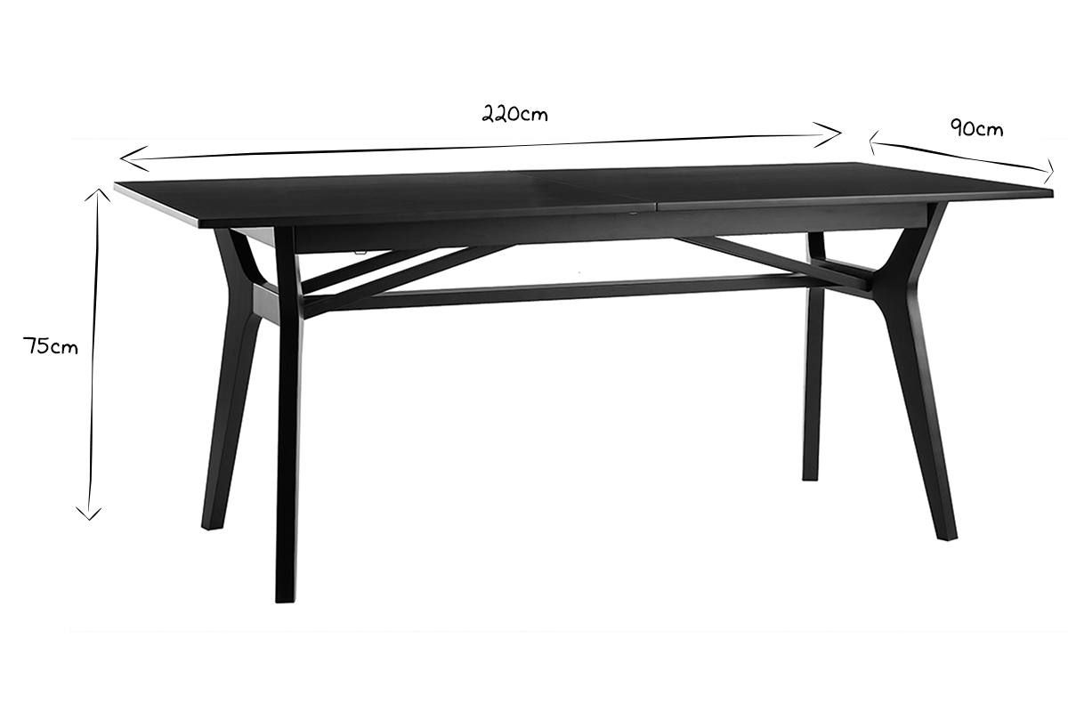 Tavolo da pranzo allungabile legno nero L180-220 cm FOSTER