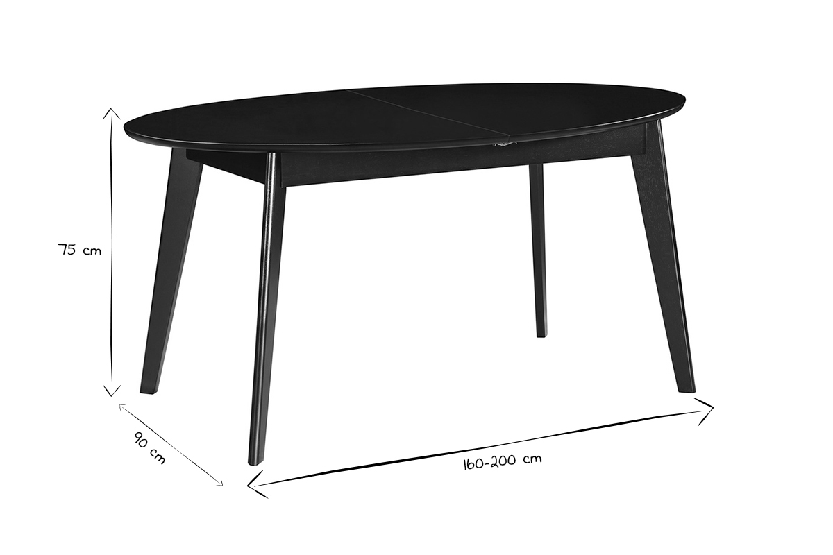 Tavolo da pranzo allungabile MARIK nero L160-200 cm