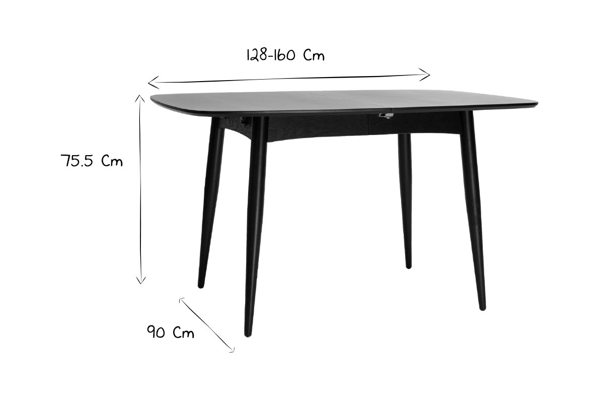 Tavolo da pranzo allungabile nero 130-160cm NORDECO