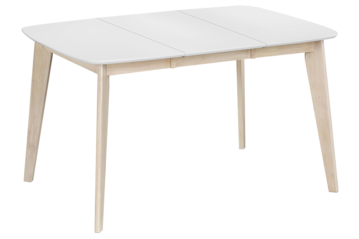 Tavolo da pranzo allungabile scandinavo quadrato bianco e legno L90-130 LEENA