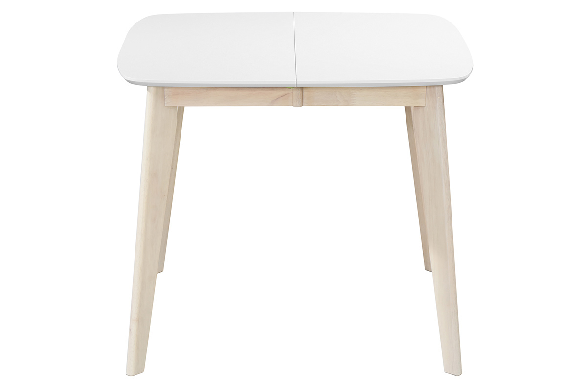 Tavolo da pranzo allungabile scandinavo quadrato bianco e legno L90-130 LEENA