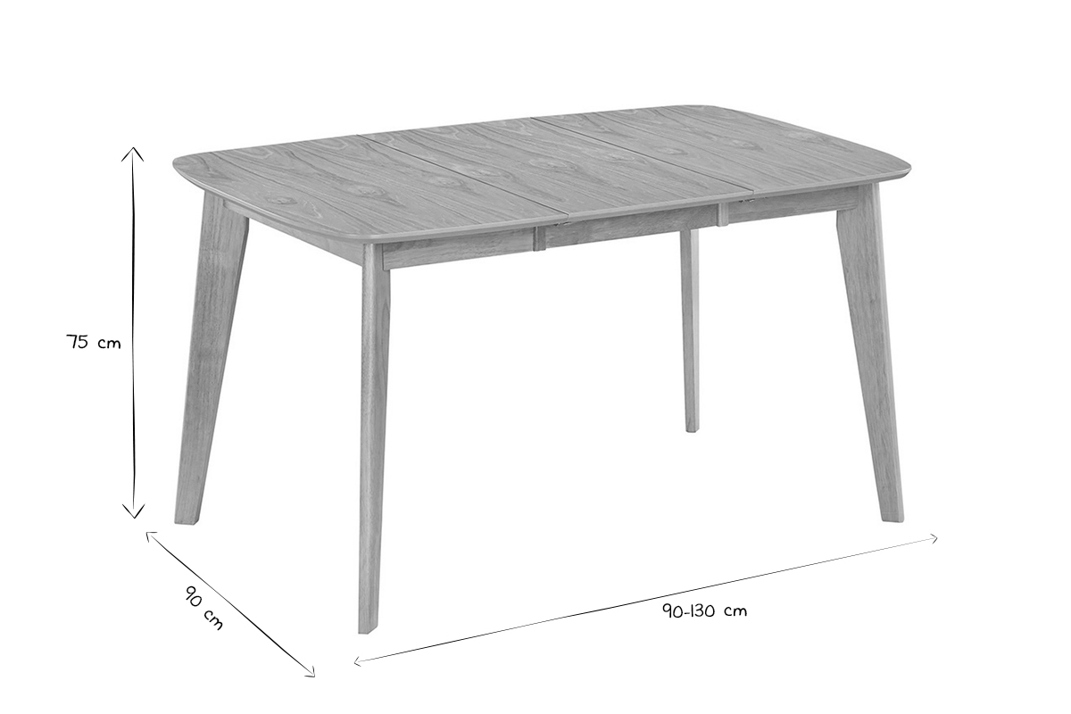 Tavolo da pranzo allungabile scandinavo quadrato in legno chiaro L90-130 LEENA