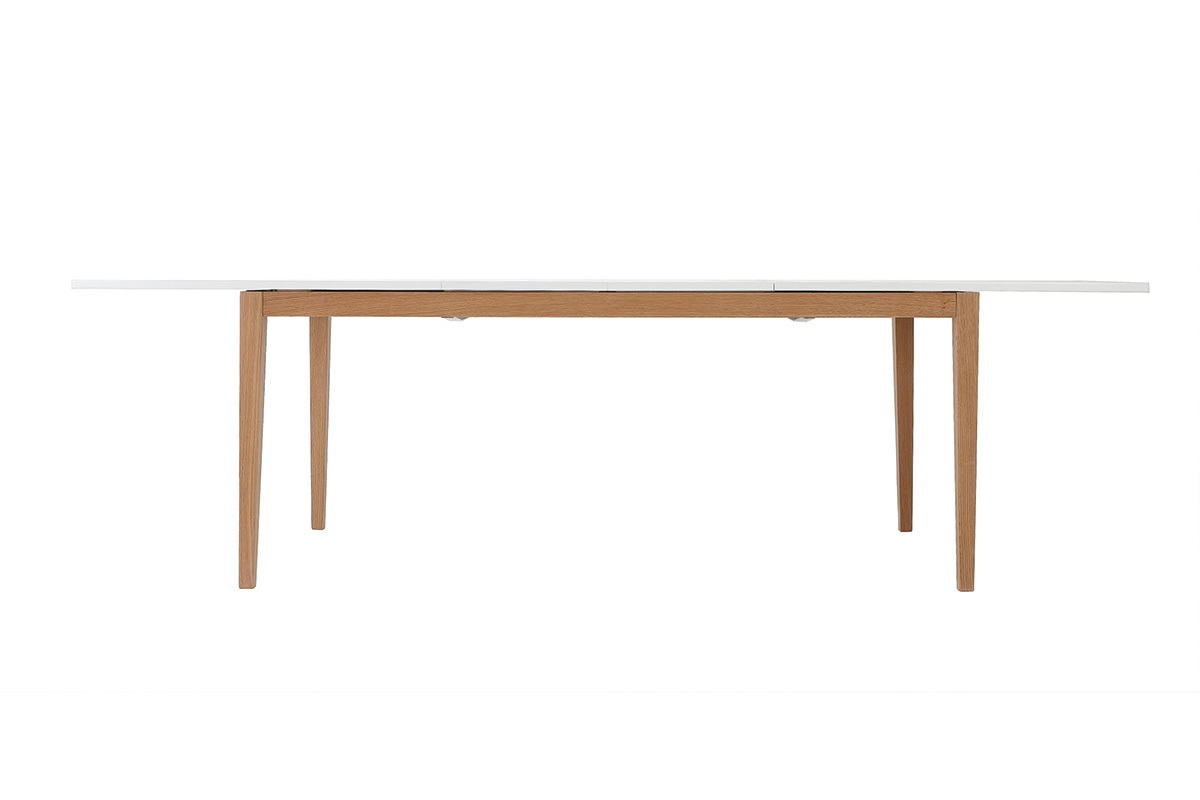 Tavolo da pranzo design allungabile bianco gambe in legno L180-260 DELAH