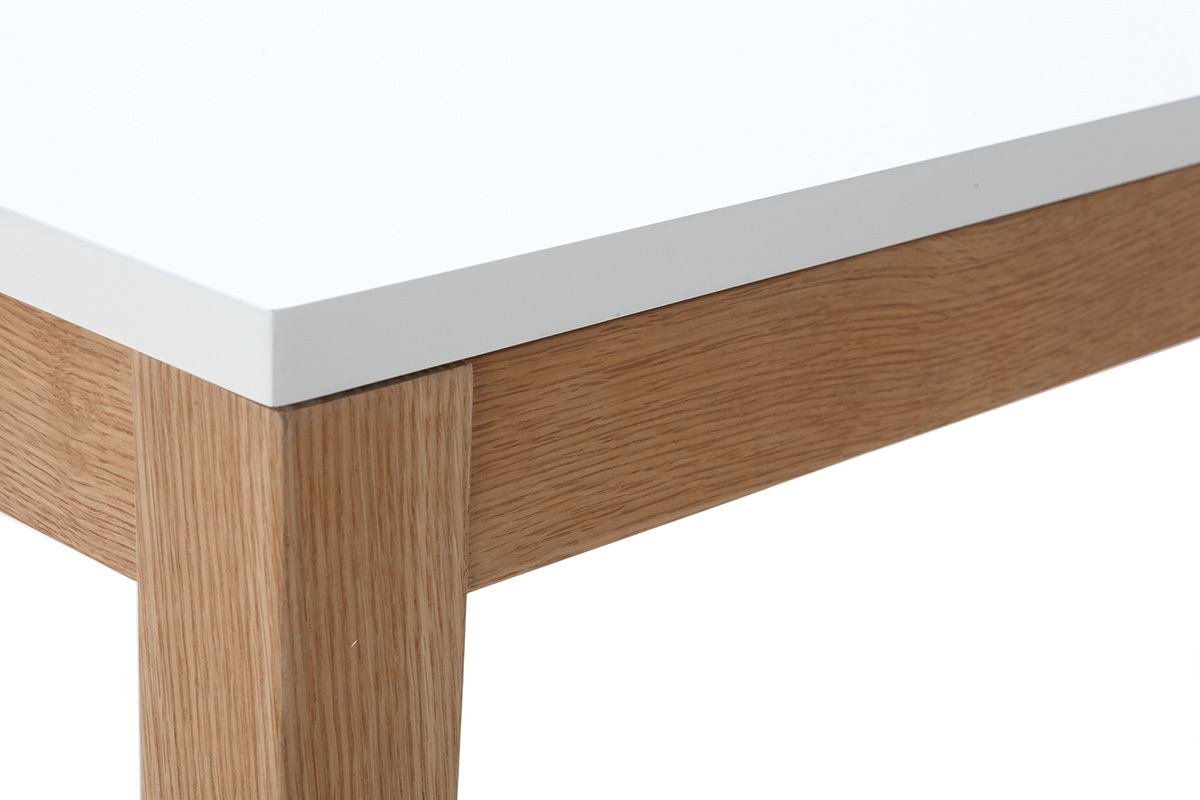 Tavolo da pranzo design allungabile bianco gambe in legno L180-260 DELAH